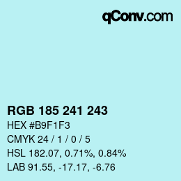 Color code: RGB 185 241 243 | qconv.com