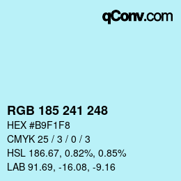 Color code: RGB 185 241 248 | qconv.com