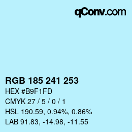 Color code: RGB 185 241 253 | qconv.com