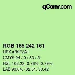 Color code: RGB 185 242 161 | qconv.com