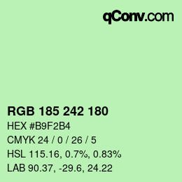 Color code: RGB 185 242 180 | qconv.com