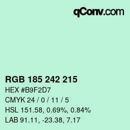 Color code: RGB 185 242 215 | qconv.com