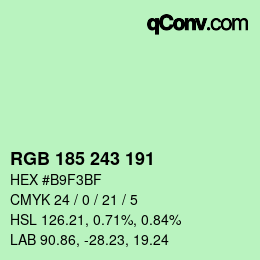 Farbcode: RGB 185 243 191 | qconv.com