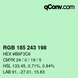 Color code: RGB 185 243 198 | qconv.com