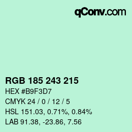 Color code: RGB 185 243 215 | qconv.com