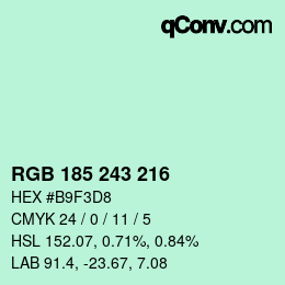 Color code: RGB 185 243 216 | qconv.com