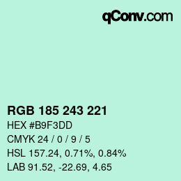 Color code: RGB 185 243 221 | qconv.com
