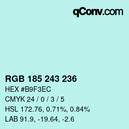 Color code: RGB 185 243 236 | qconv.com