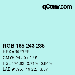 Color code: RGB 185 243 238 | qconv.com