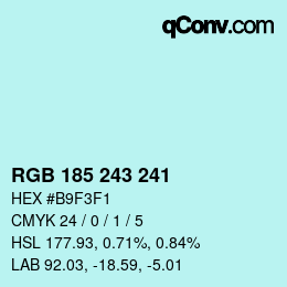 Color code: RGB 185 243 241 | qconv.com