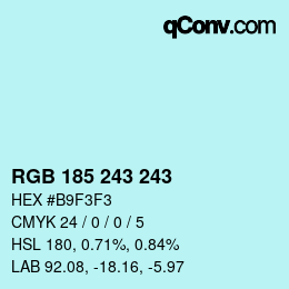 Color code: RGB 185 243 243 | qconv.com