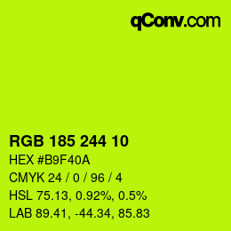 Color code: RGB 185 244 10 | qconv.com