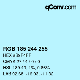 Color code: RGB 185 244 255 | qconv.com