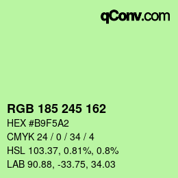 Color code: RGB 185 245 162 | qconv.com