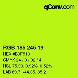 Color code: RGB 185 245 19 | qconv.com