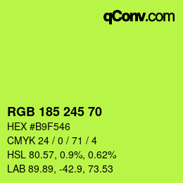 Color code: RGB 185 245 70 | qconv.com