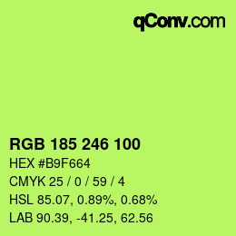 Color code: RGB 185 246 100 | qconv.com
