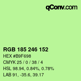 颜色代码: RGB 185 246 152 | qconv.com