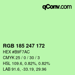 カラーコード: RGB 185 247 172 | qconv.com