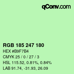 Color code: RGB 185 247 180 | qconv.com