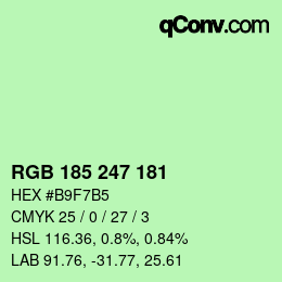Color code: RGB 185 247 181 | qconv.com