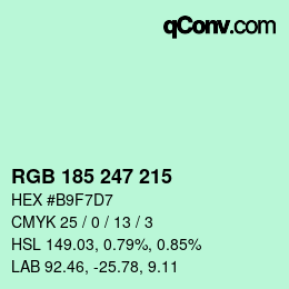 Color code: RGB 185 247 215 | qconv.com