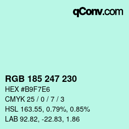 Color code: RGB 185 247 230 | qconv.com