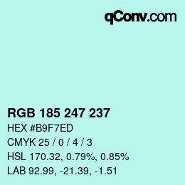 Color code: RGB 185 247 237 | qconv.com