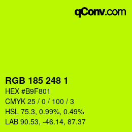 Color code: RGB 185 248 1 | qconv.com