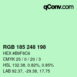 Color code: RGB 185 248 198 | qconv.com