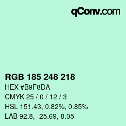 Color code: RGB 185 248 218 | qconv.com