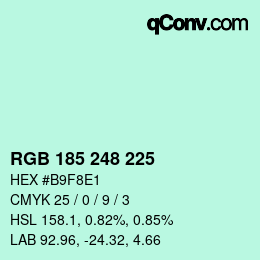 Color code: RGB 185 248 225 | qconv.com