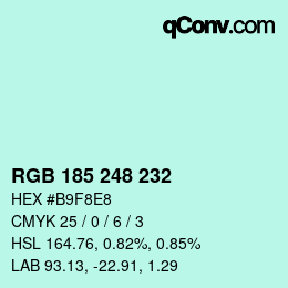 Código de color: RGB 185 248 232 | qconv.com