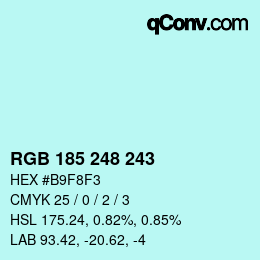 Color code: RGB 185 248 243 | qconv.com