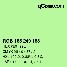 カラーコード: RGB 185 249 158 | qconv.com