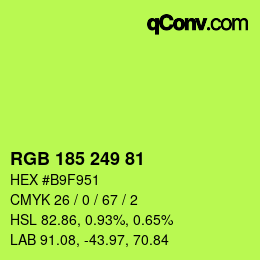 Color code: RGB 185 249 81 | qconv.com