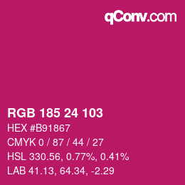 カラーコード: RGB 185 24 103 | qconv.com
