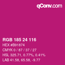 Color code: RGB 185 24 116 | qconv.com