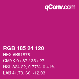 颜色代码: RGB 185 24 120 | qconv.com