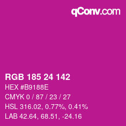 Color code: RGB 185 24 142 | qconv.com