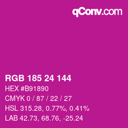 カラーコード: RGB 185 24 144 | qconv.com