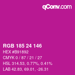 Color code: RGB 185 24 146 | qconv.com