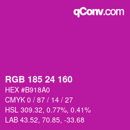 Color code: RGB 185 24 160 | qconv.com