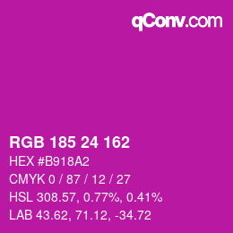 カラーコード: RGB 185 24 162 | qconv.com