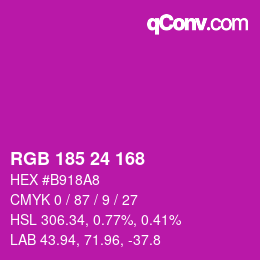 Color code: RGB 185 24 168 | qconv.com