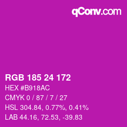 カラーコード: RGB 185 24 172 | qconv.com