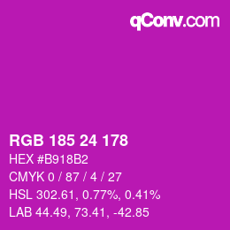 Color code: RGB 185 24 178 | qconv.com