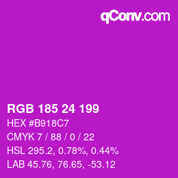 カラーコード: RGB 185 24 199 | qconv.com