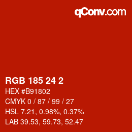 Color code: RGB 185 24 2 | qconv.com