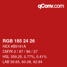 Color code: RGB 185 24 26 | qconv.com